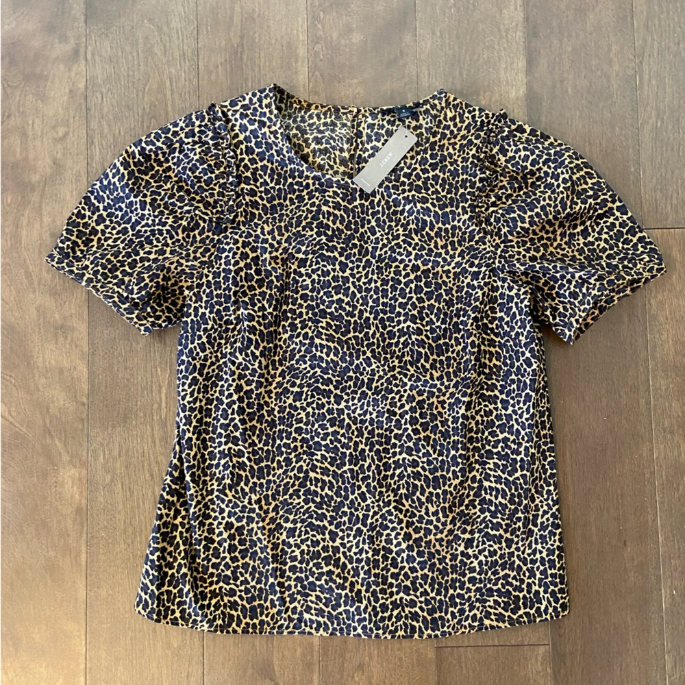 NWT J. Crew Animal Print Blouse Cheetah Print Shirt Top
